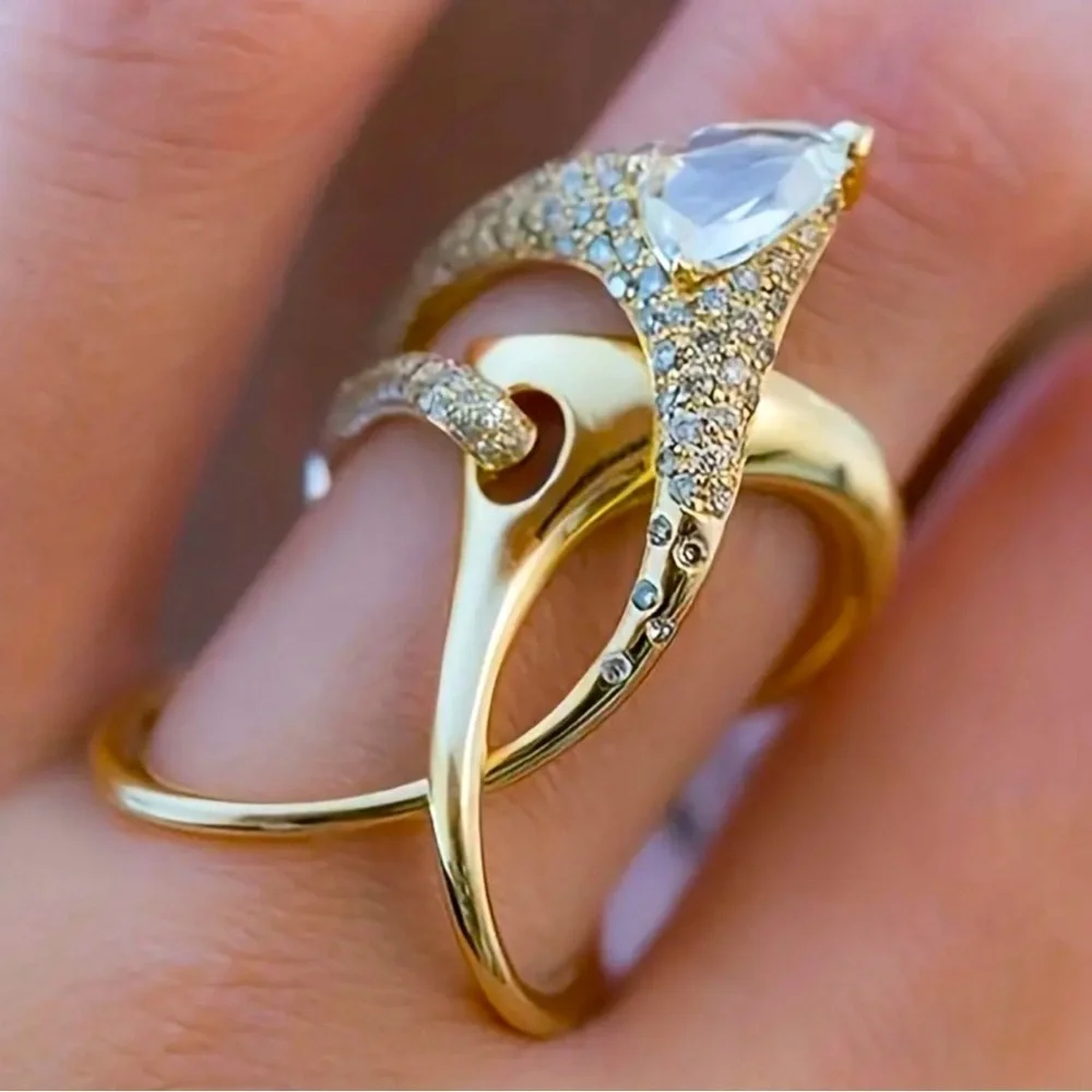 Galactic Knot 18K Gold Plated CZ Ring (New In Box)